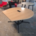 Light Tone 52" Round Media Meeting Table w/ Power Grommet